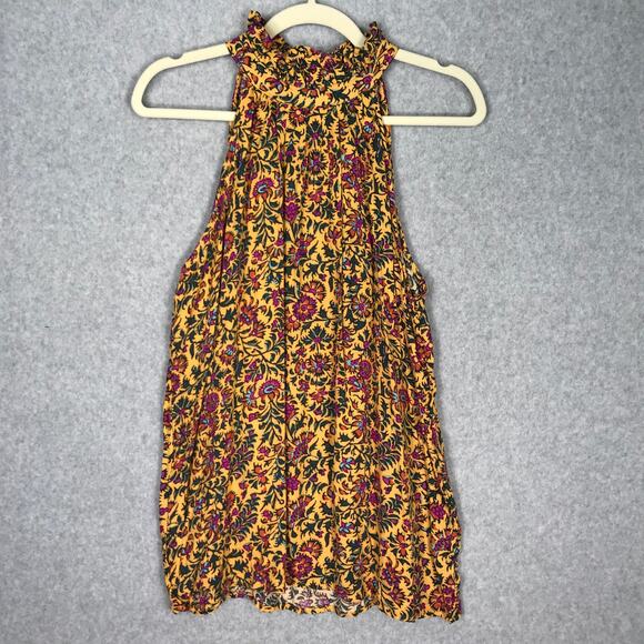 Cynthia‎ Rowley Top Women Large Yellow Blouse Tank Flowy Boho Western Cottage - Picture 1 of 10